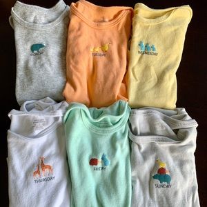 Amazon essentials Day of the Week Onesies. 18 m